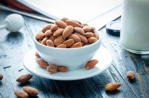 Heap of almonds Stock Photos