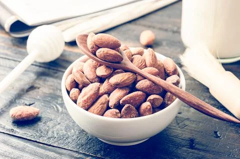 Heap of almonds Stock Photos