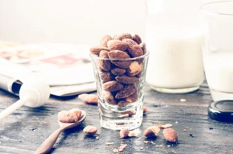 Heap of almonds Stock Photos