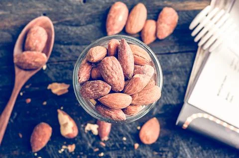 Heap of almonds Stock Photos