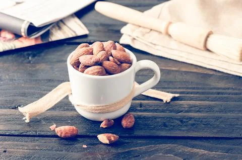 Heap of almonds Stock Photos