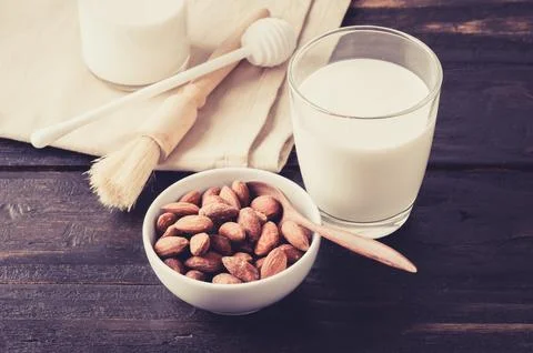 Heap of almonds Stock Photos