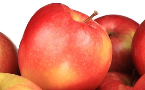 Heap of apples on white Foto stock