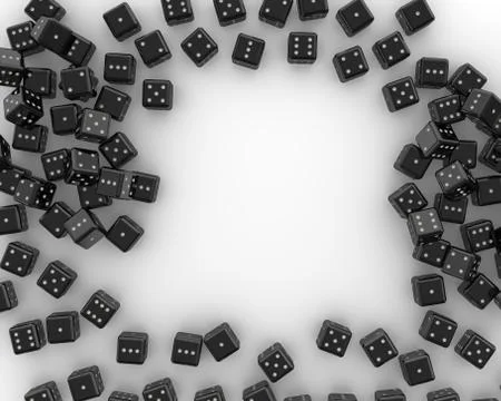 Heap of black dices frame Ilustração Stock