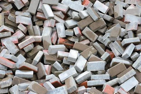Heap of Bricks A heap of calcium silicate bricks on a construction site Co... Stock Photos