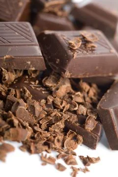 Heap of broken chocolate isolated Stock Photos