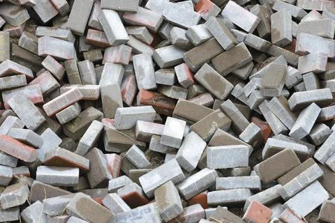 A heap of calcium silicate bricks on a construction site Stock Photos
