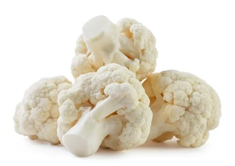 Heap of cauliflower on a white background. Isolated Stock Photos
