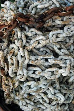 A heap of chains. 스톡 사진