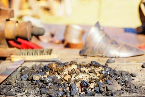 Heap of charcoal for forge Stock Photos