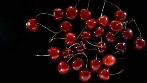 Heap of cherry berries in slow motion Stock Footage 137114391