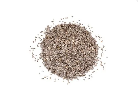 Heap of chia seeds isolate Stock Photos