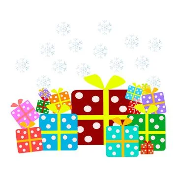 Heap Christmas gift boxes isolated on white background. Stack of presents Stock Illustration