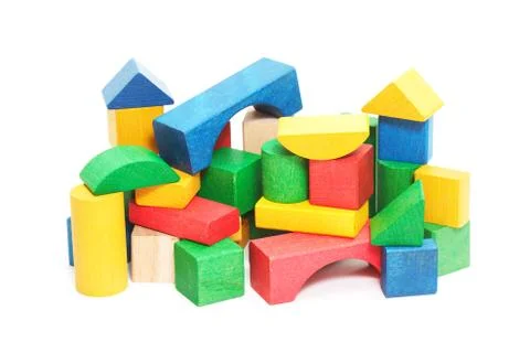 Heap of color bricks Stock Photos