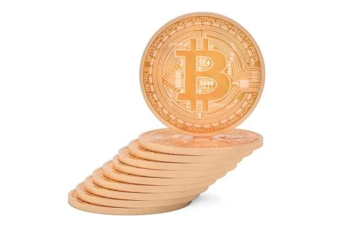 Heap of copper Bitcoins, 3D rendering Stock Illustration