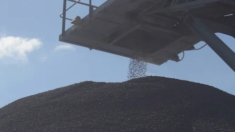 Heap of crushed stone is born Stock Footage 129392044
