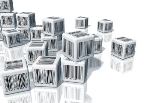 Heap of cubes with barcodes Stock Illustration
