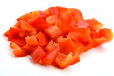 Heap of diced bell pepper Stock Photos