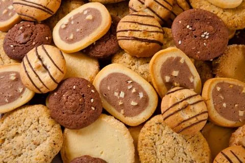 Heap of different cookies 스톡 사진