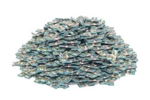 Heap of dollar packs, 3D rendering Illustrazione stock