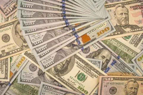 Heap of dollars close-up Stock Photos