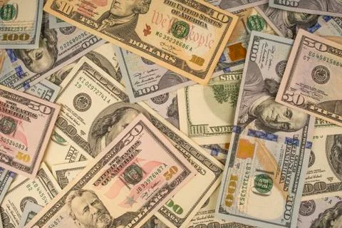 Heap of dollars close-up Stock Photos