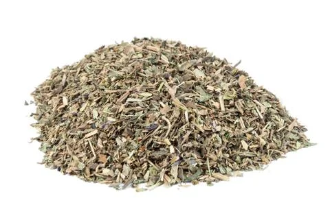 Heap of dried basil spice Stock Photos