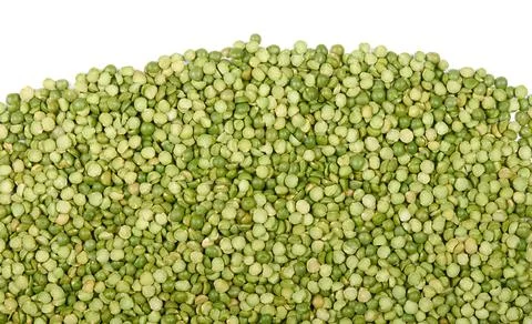 Heap of dry split green peas isolated on white background Stock Photos