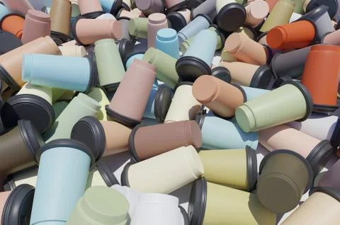 Heap of empty to go coffee cups colorfull Stock Illustration