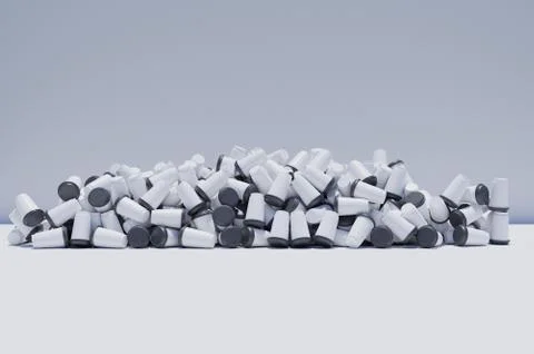 Heap of empty to go coffee cups black white Stock Illustration