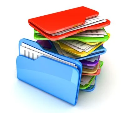Heap file on white background (done in 3d) Stock Illustration