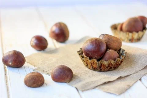 Heap of fresh chestnuts Stock Photos