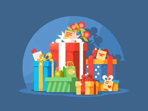 Heap of gift boxes Stock Illustration
