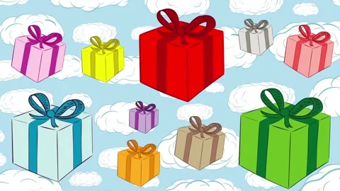 Heap of gifts and clouds Stock Footage 94620743