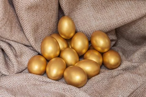Heap of golden easter egg Stock Photos