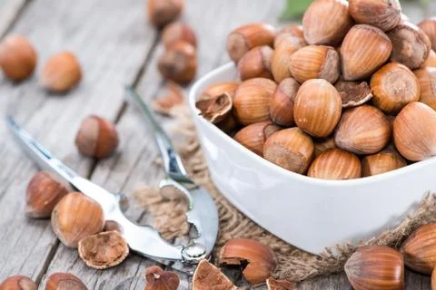 Heap of hazelnuts Stock Photos