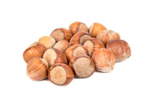 Heap hazelnuts in shell Stock Photos