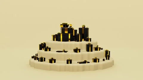 Heap of holiday boxes rotate on an abstract platform. Stock Footage 144278380
