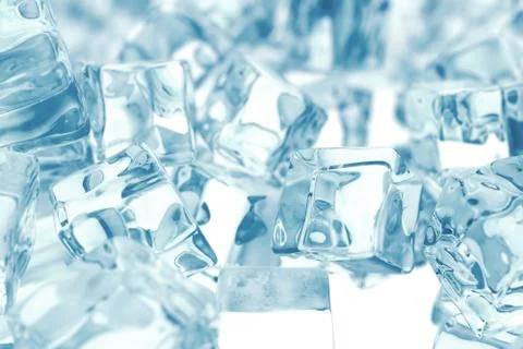 Heap of ice cubes. background of ice cubes with depth of field. 3d rendering Stock Illustration