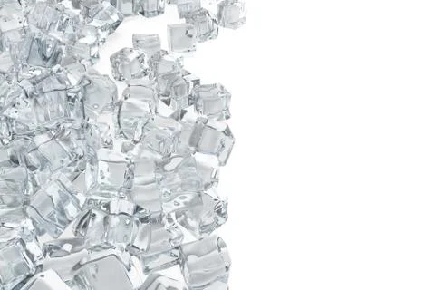 Heap of ice cubes. background of white ice cubes 3d rendering Stock Illustration