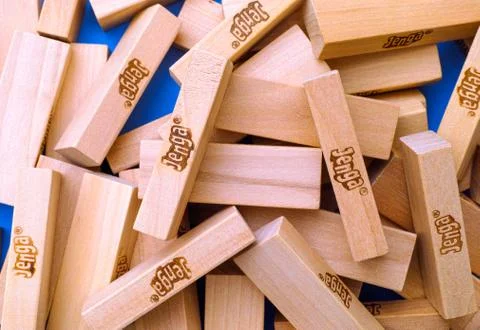 Heap of Jenga blocks Stock Photos