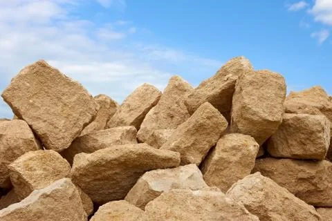 Heap of limestone blocks Foto stock