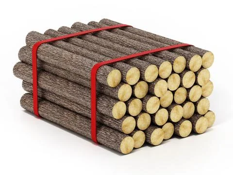 Heap of logs isolated on white background. 3D illustration Stock Illustration
