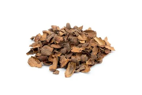 Heap of loose empty cacao shells Foto stock