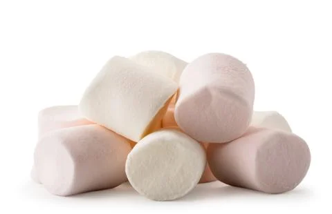 Heap of marshmallows close-up on a white. Isolated Stock Photos