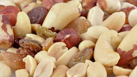 Heap of mixed nuts, tracking shot Stock Footage 134744644