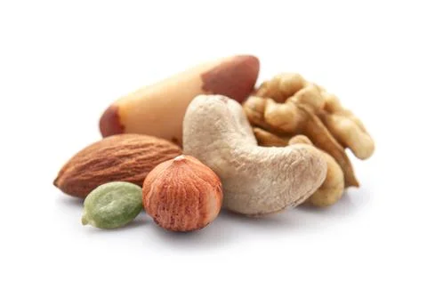 Heap of nuts closeup Stock Photos