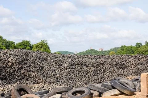Heap of old tires Stock Photos