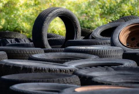 Heap of old tyres Stock Photos