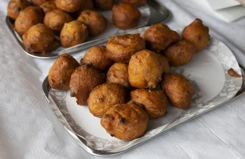 Heap of oliebollen close up Stock Photos